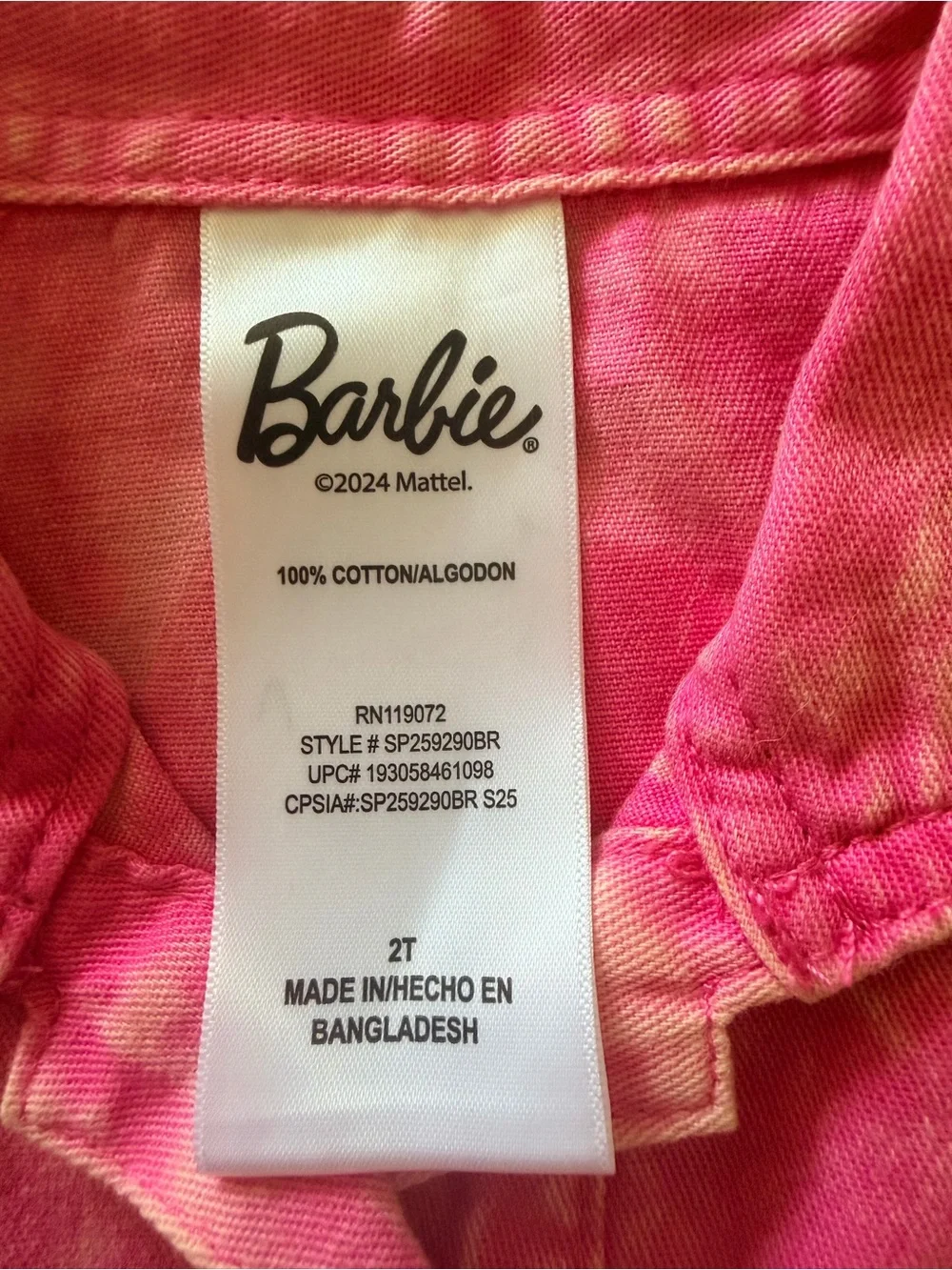 Barbie Pink Short-Sleeve Button Romper